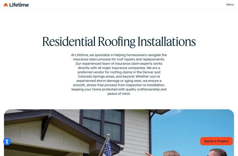 Lifetime Roof & Solar website homepage design