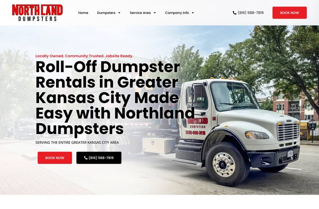 Northland Dumpsters website homepage design