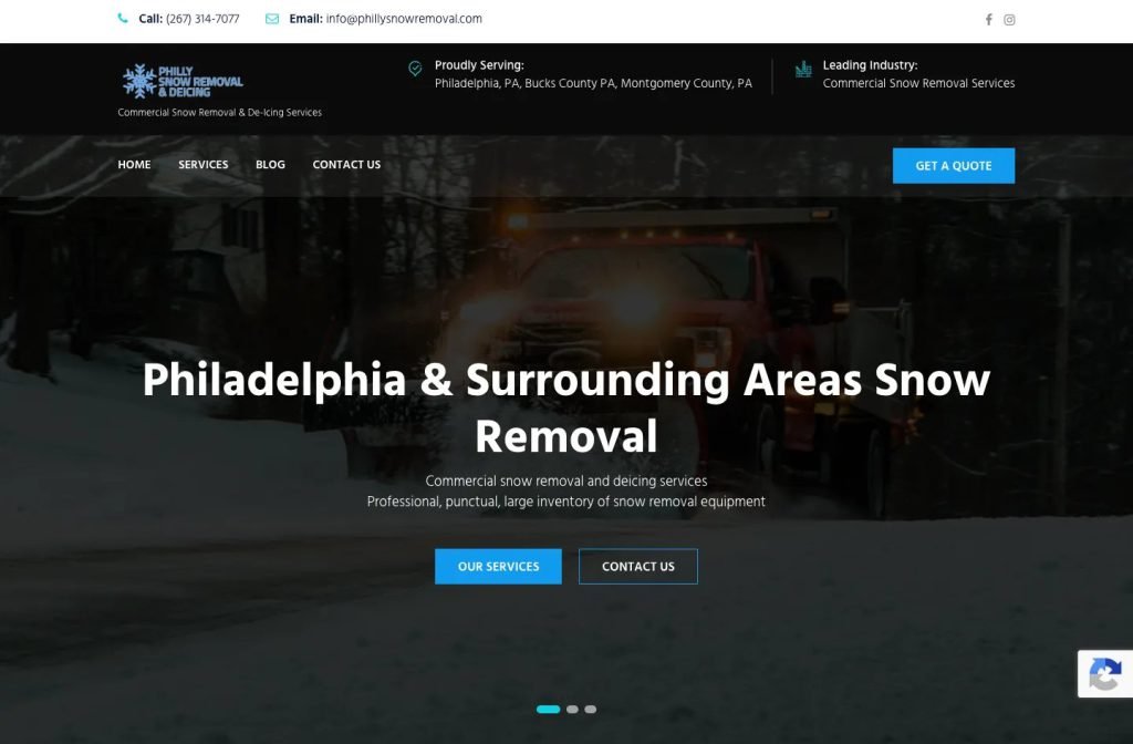 Philly Snow Removal website homepage design