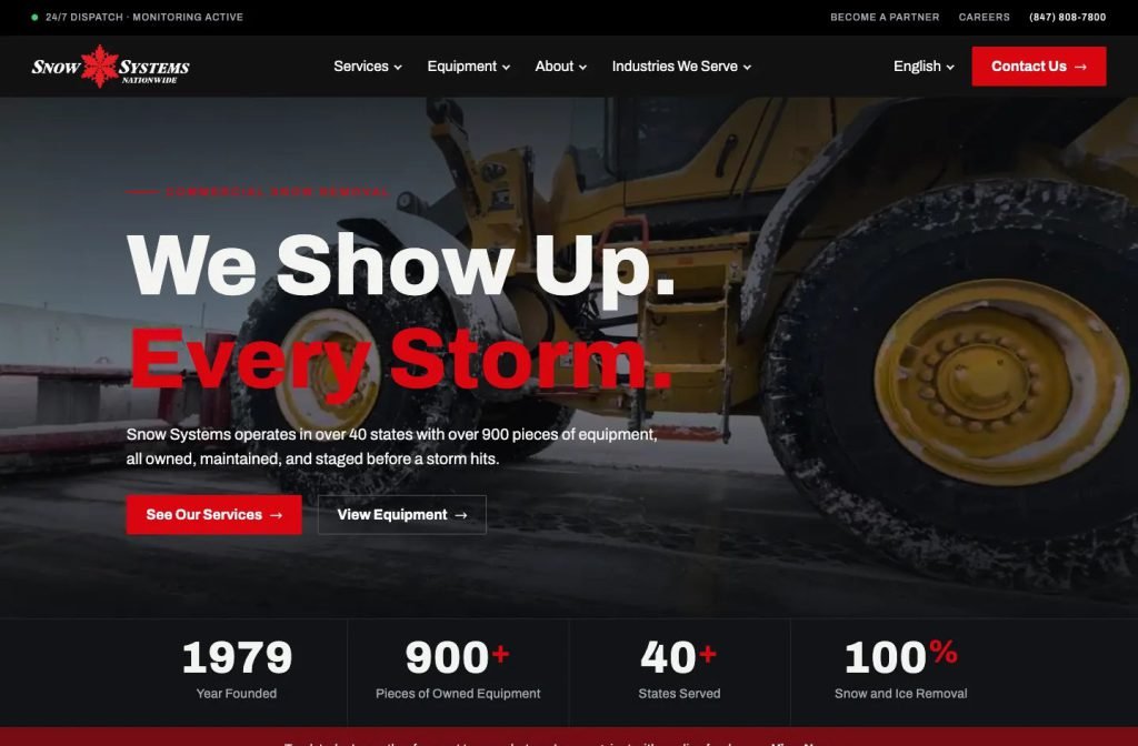 Snow Systems website homepage design