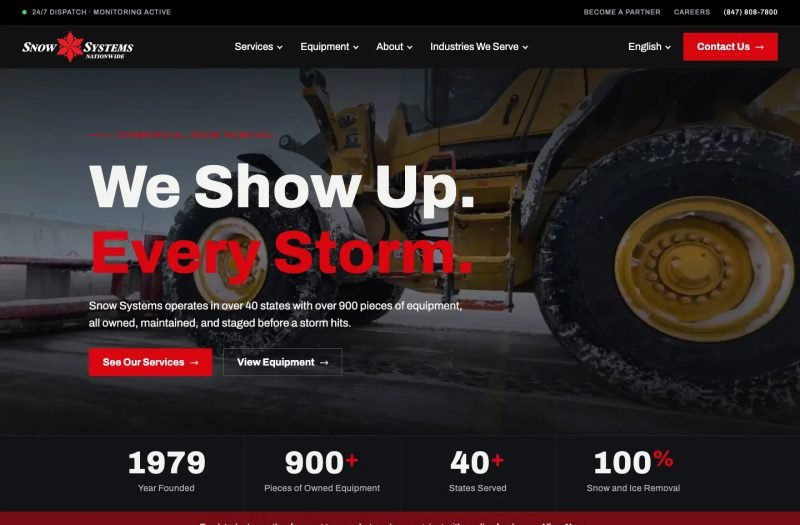 Snow Systems website homepage design