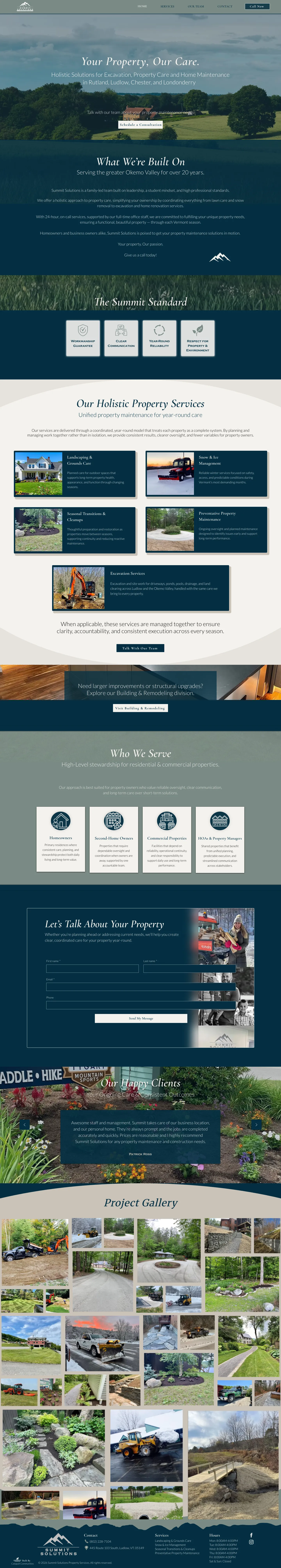 Full-length desktop screenshot of the Summit Solutions website